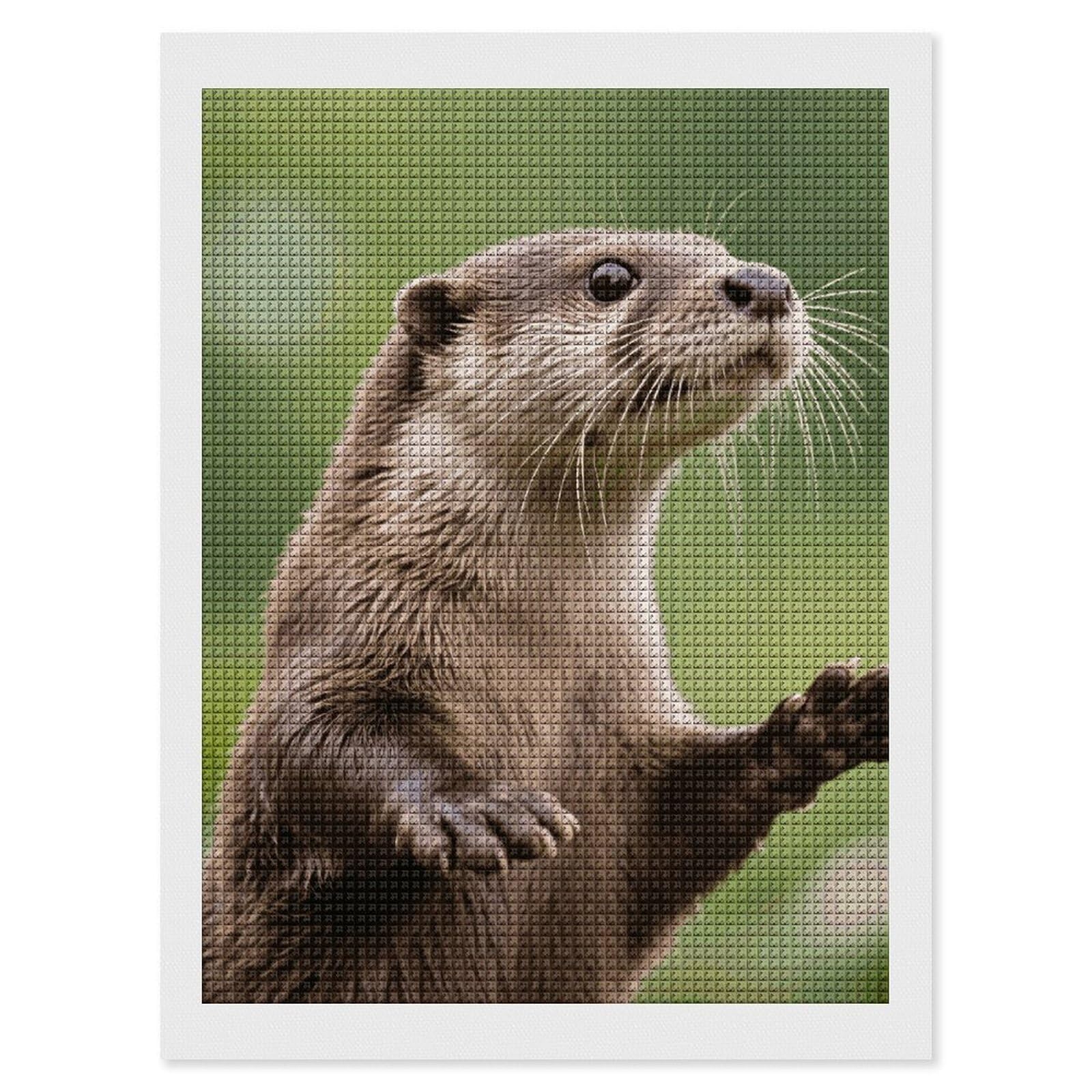 FodPand Clawed Otter 5D Diamond Painting Kits for Adults Beginners Full Drill Square Diamond Dots Pictures Gem Art Supplies for Home Wall Room Decoration DIY Craft Set Gift 12x16