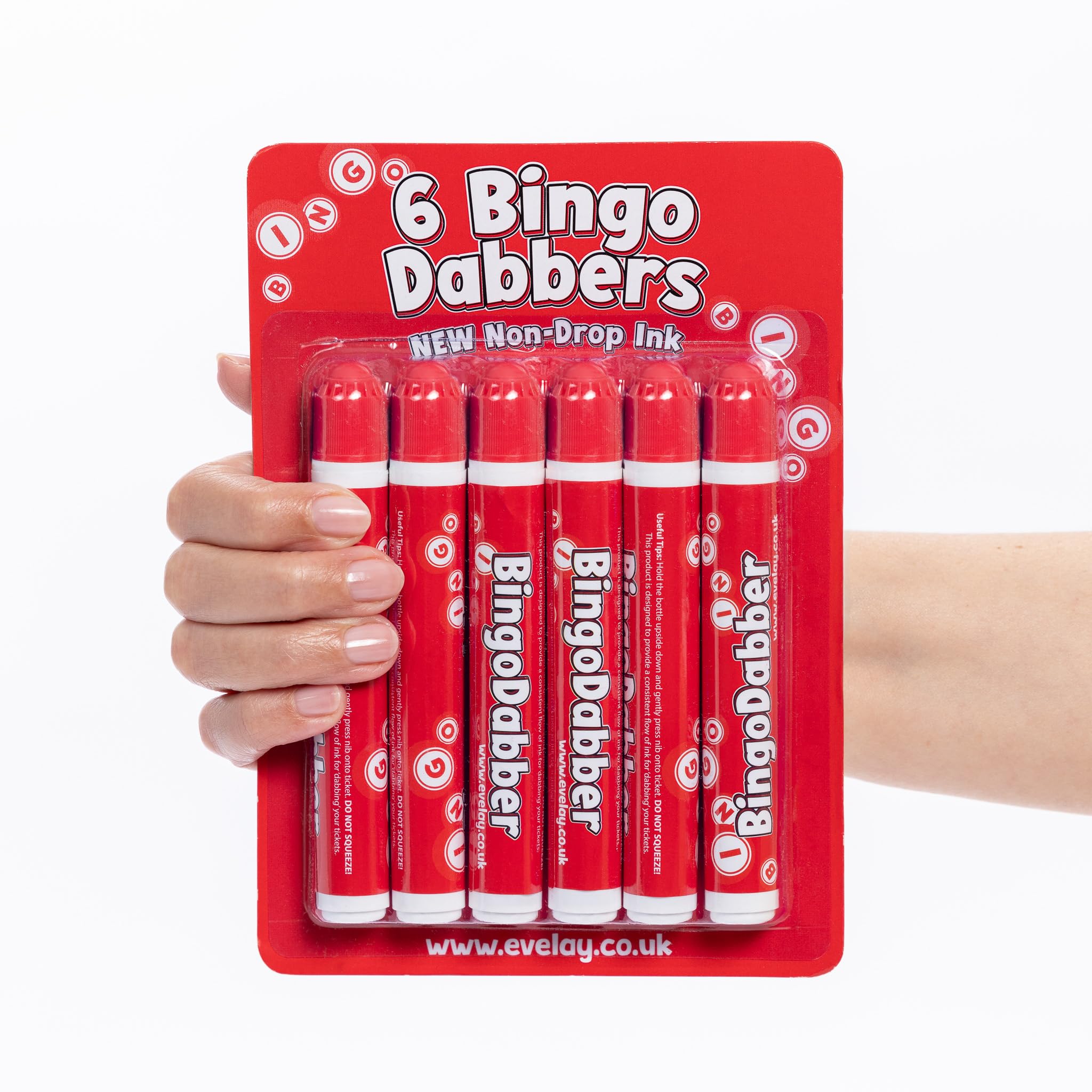 evelay 6 Bingo Dabbers - 20ml Slimline Markers, Red - Image 3