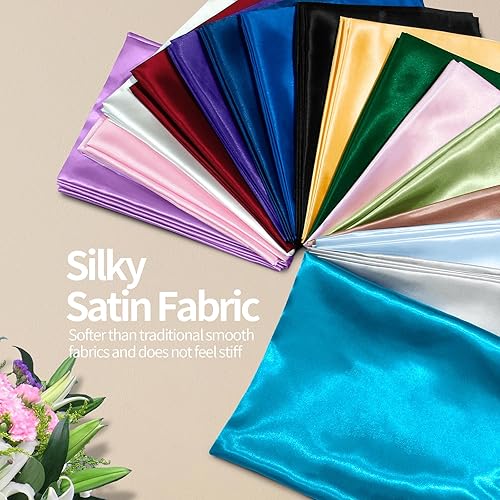 Miniatura 2 de Homiest Turquoise Satin Fabric by The Yard, 3 Yards x 58 Inch Charmeuse Satin Fabric Silky & Shiny Cloth Fabric, Smooth Bridal Satin Fabric for