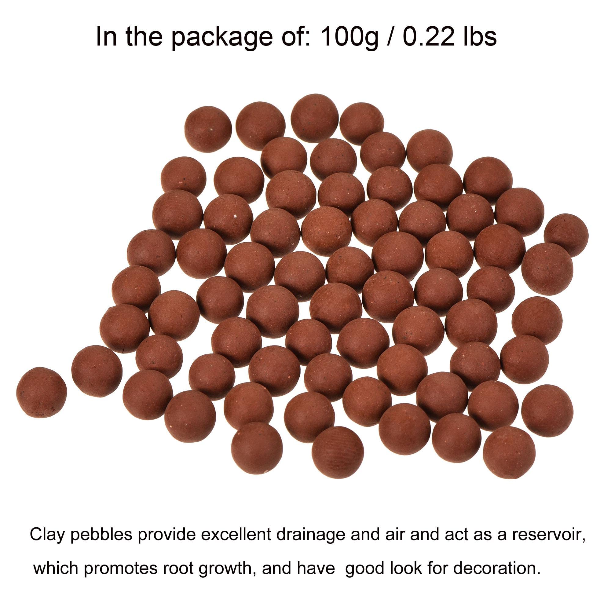 sourcing map Argile Galets 5-6mm 0.22 lbs Marron Jardinage Pot Boules pour Hydroponique Culture Vases Fournitures Bonsai Décoration