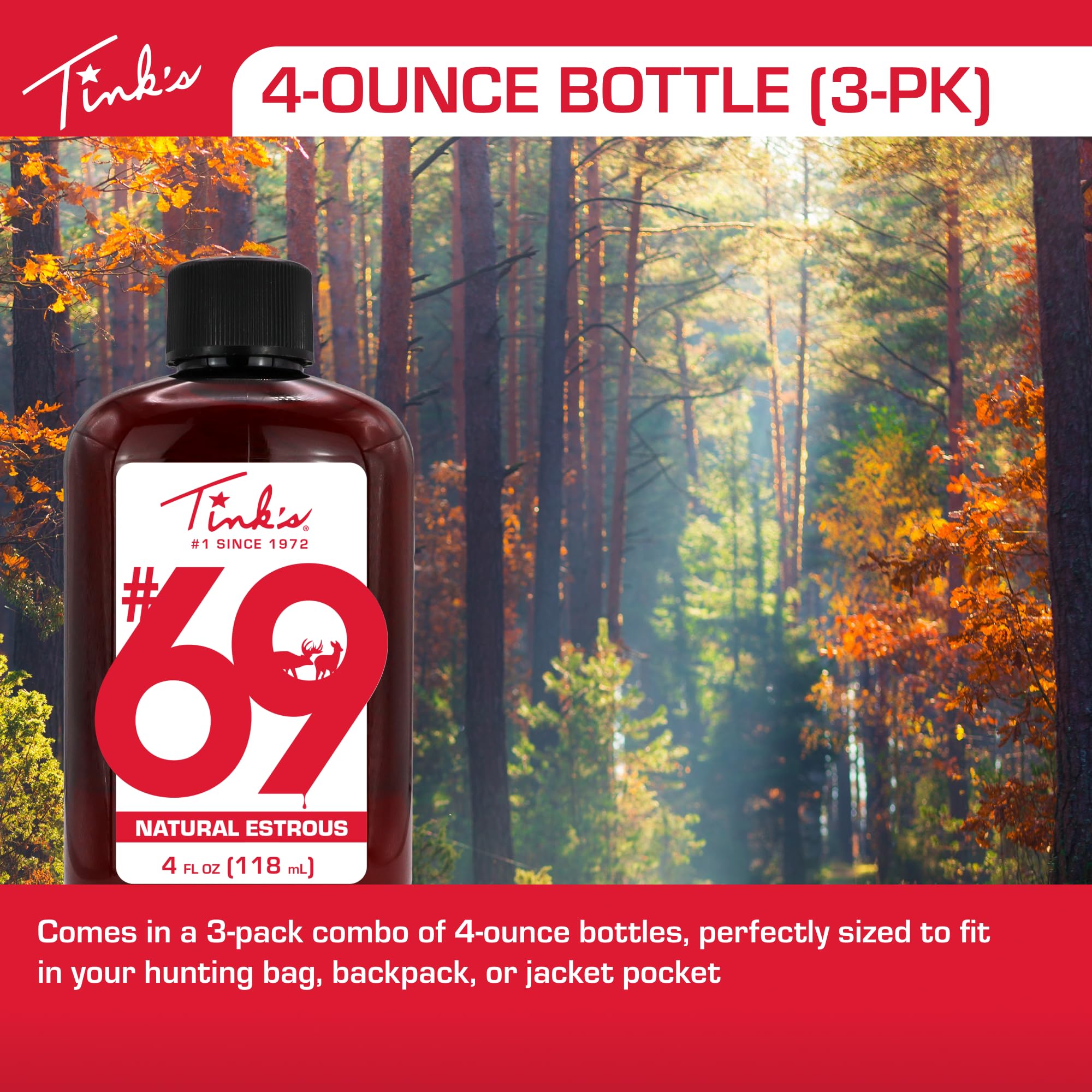 TINK'S Synthetischer #69 Doe-in-Rut Deer Lockstoff Flüssiger Östrous Doe Urin Duft für die Jagd (113 g) 3er-Pack – langanhaltende östroöse Doe Urin Jagddüfte – Jagdköder/Lockstoff – Fortschrittlicher