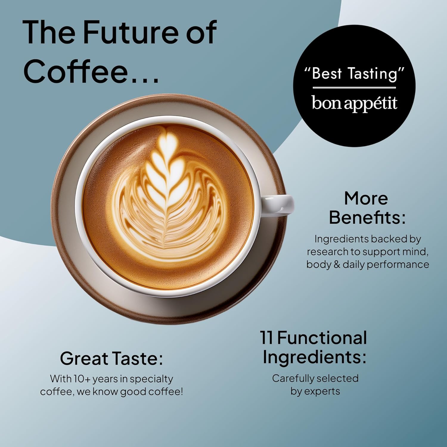 Atlas+ Coffee Superblend– Premium Mushroom Coffee with Collagen, Probiotics, D3 & B12, Lion’s Mane, Reishi, Cordyceps– for Energy, Focus, Immunity & Gut Health– 28 Servings (1 Bag) - Image 4