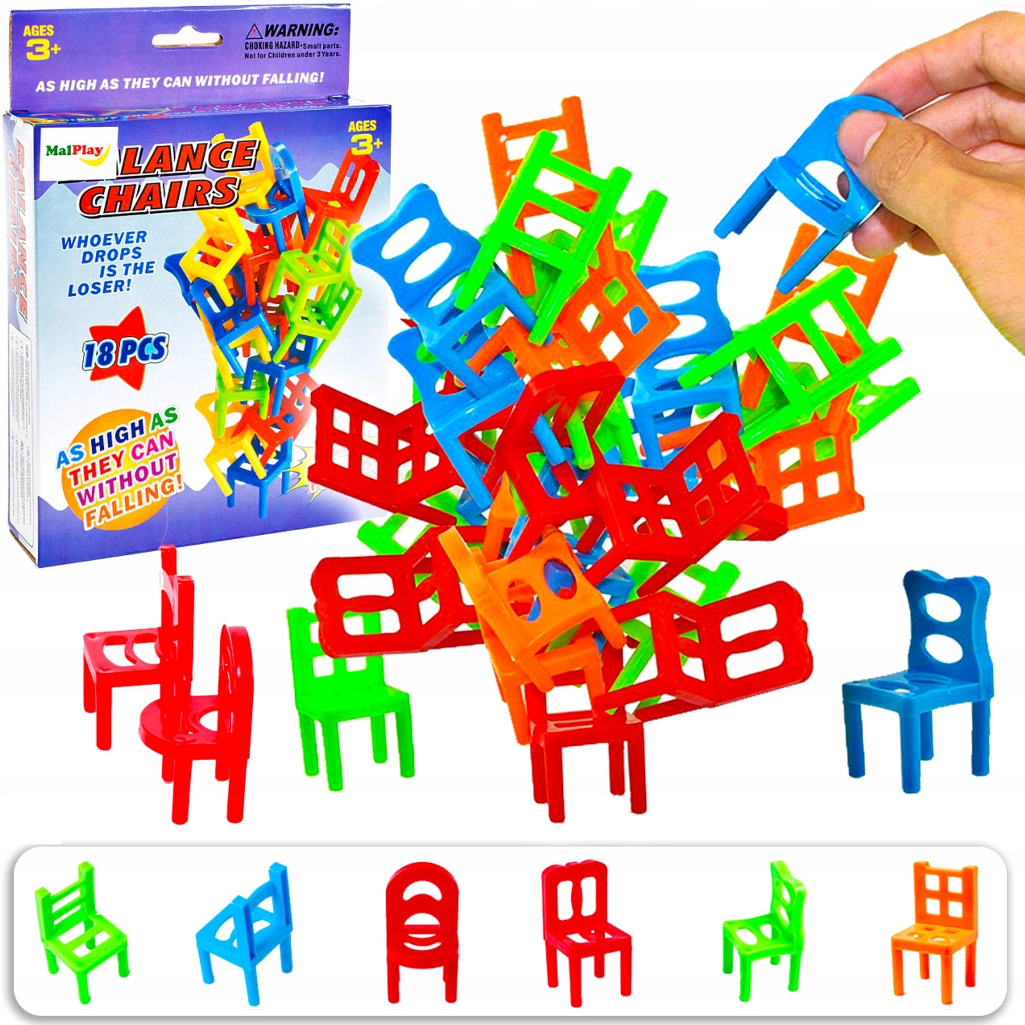 Premium Popular Stacking Game Chair on Chair - Balance Chairs Ladder & Chairs Stacking Chair Game Skill Game Family Game with Fun