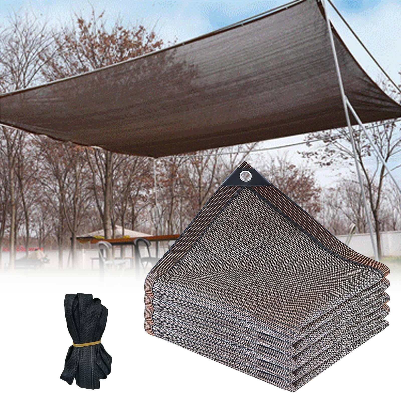 Sonnencreme für den Außenbereich, mit Ösen, UV-Schutz, für Gewächshaus, Terrasse, Hof, mehrere (2 x 18 m), Kaffeebraun
