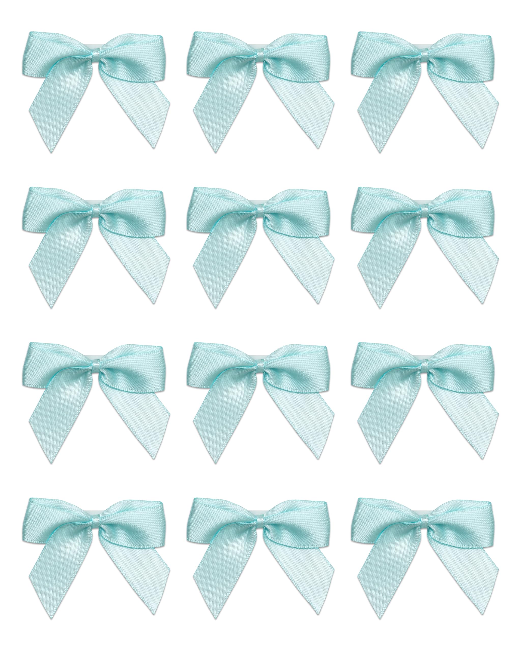 Italian Options Small Satin Ribbon Bows, Self Adhesive Bow Decorations for Crafts, Gift Wrap, Hampers, Hair Bows, Wedding Stationery, Floristry, Christmas, Cakes, Crafting, Duck Egg, 24 Pack, 5 cm