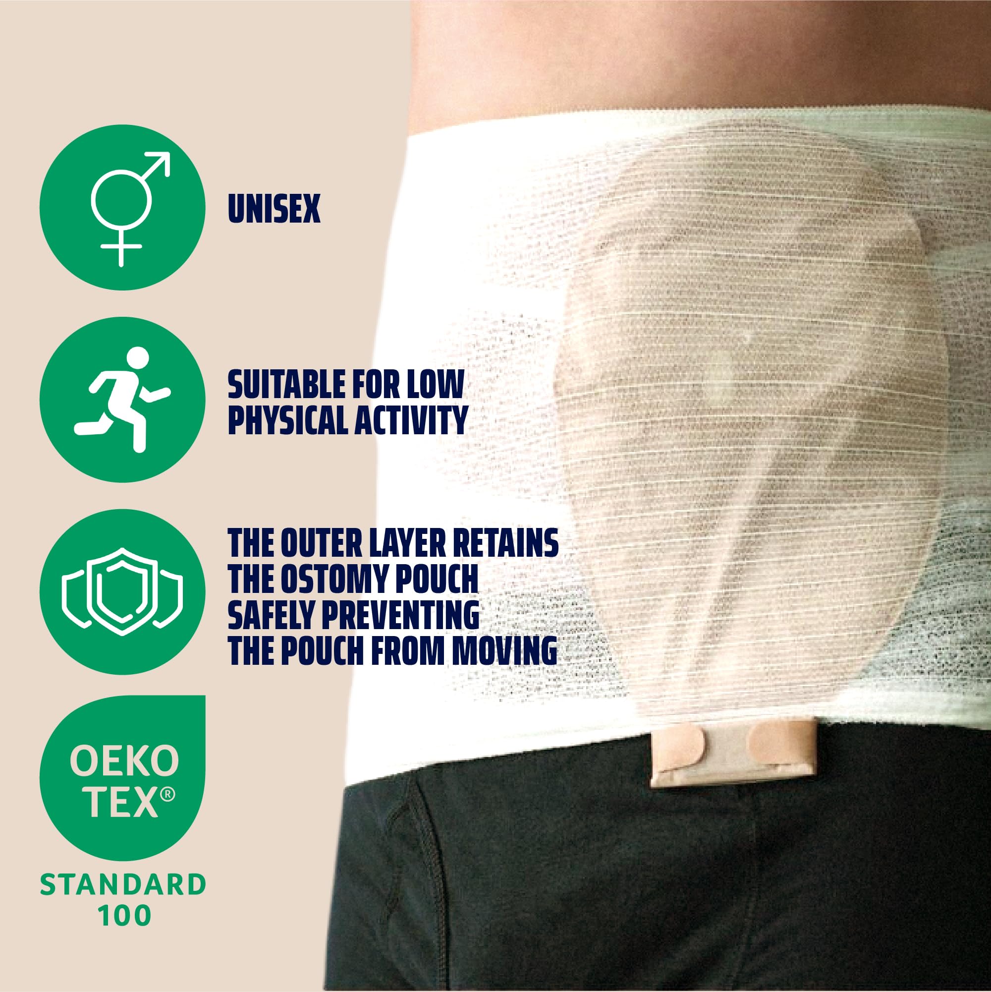 Corsinel StomaSafe Classic Ostomy Support Belt Large | Seamless Ostomy Hernia Belt for Everyday Life | Soft Colostomy Bag Covers for Women & Men | Stretchy & Discrete Ostomy Pouch Covers (3-Pack)