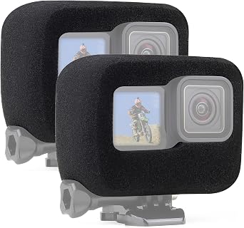 SOONSUN 2-Pack Windslayer Cover Wind Muff for GoPro Hero 13/12/11/10/9 Black, Foam Windscreen for Wind Noise Reduction