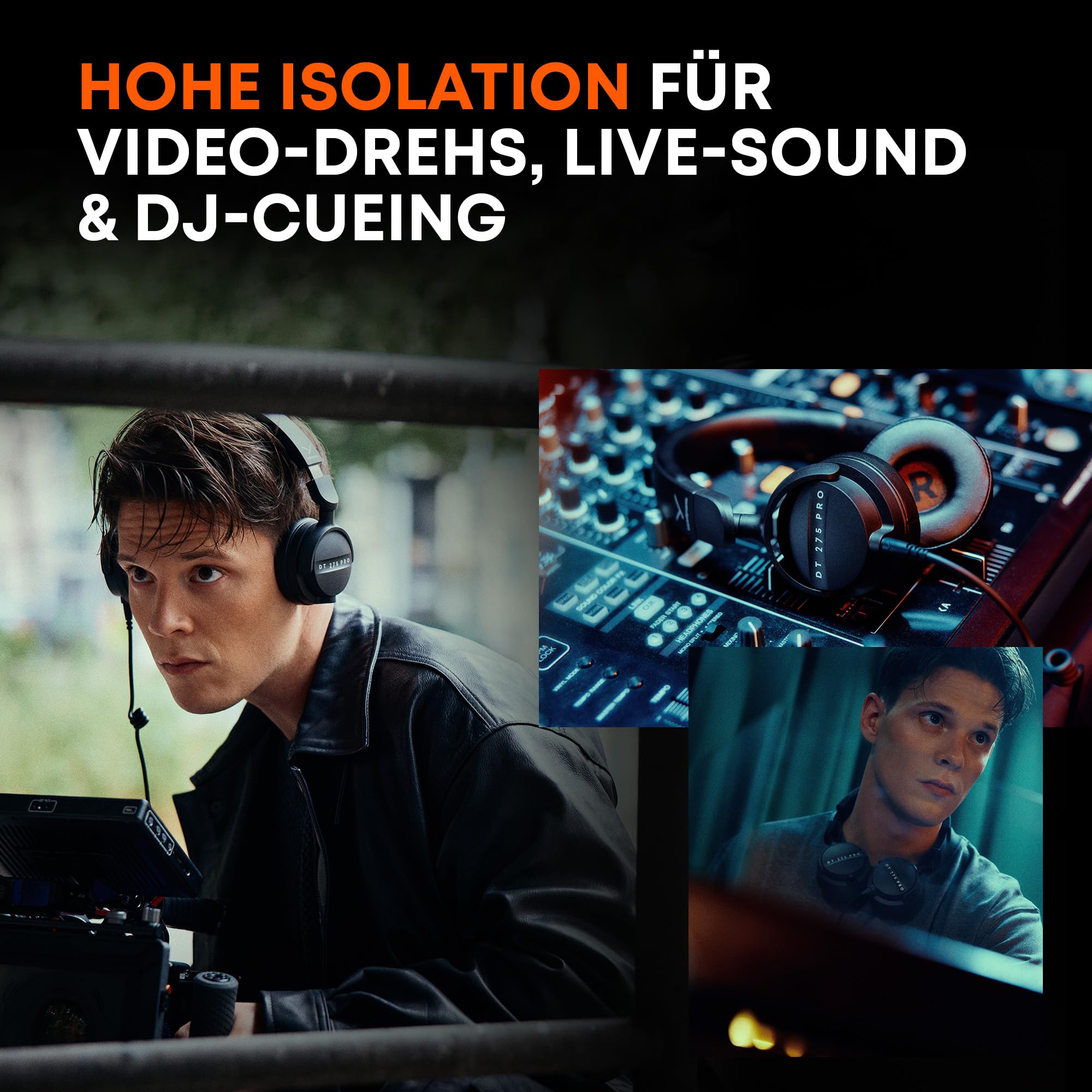 beyerdynamic DT 275 PRO On-Ear-Monitoringkopfhörer mit hoher Isolation | Ausgewogener Klangabstimmung, verriegelbarem Kabel und austauschbaren Teilen für Set, Bühne und Booth