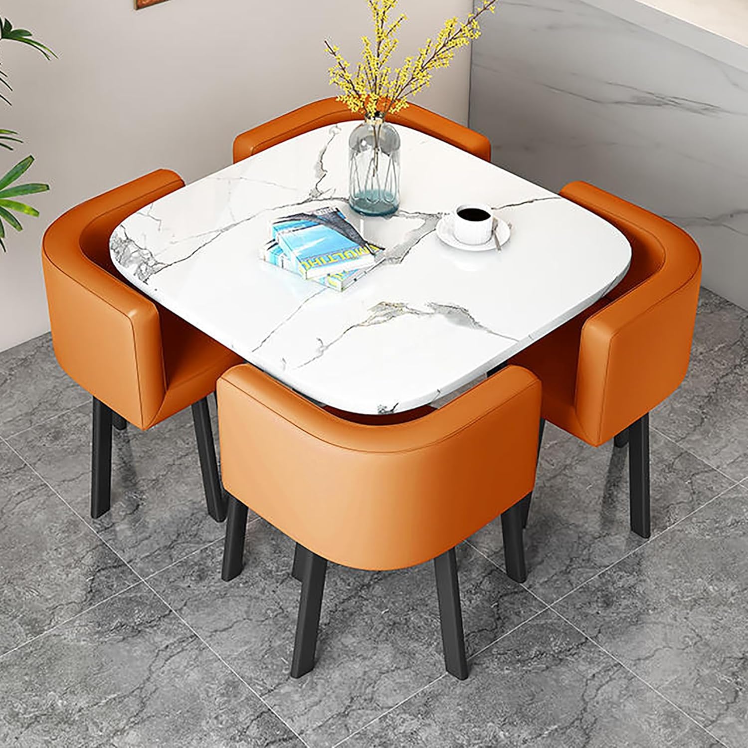 4-Person Dining Room Table and Chairs Set Round/Square Conference Table for Office Reception Kitchen & Dining Stylish Business Furniture for Meetings & Negotiations