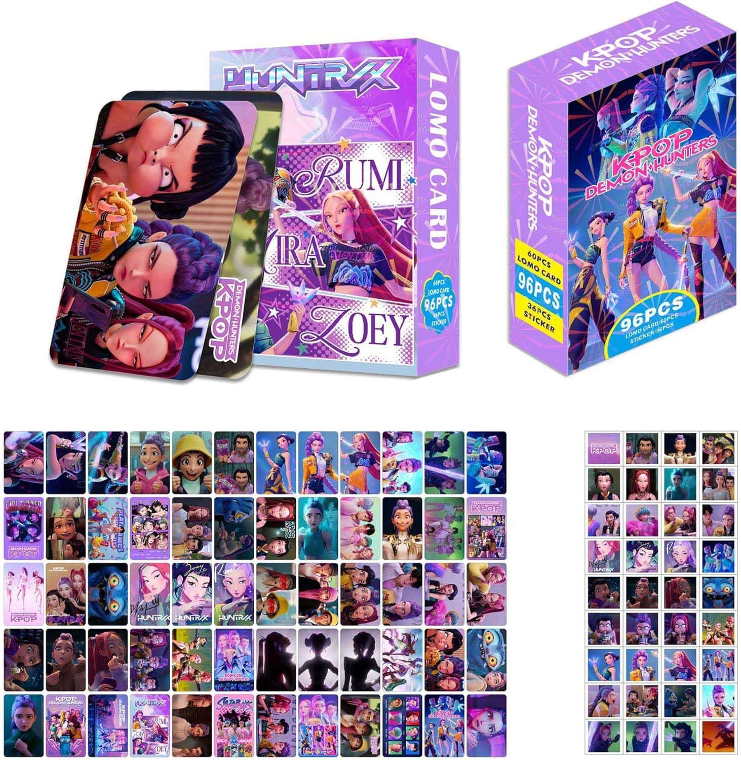 Sanmatic K-Pop 60PCS LOMO Cards+32Pcs Mini Sticker,Classic Card Set for Kids Playing for Party Favors and Gift