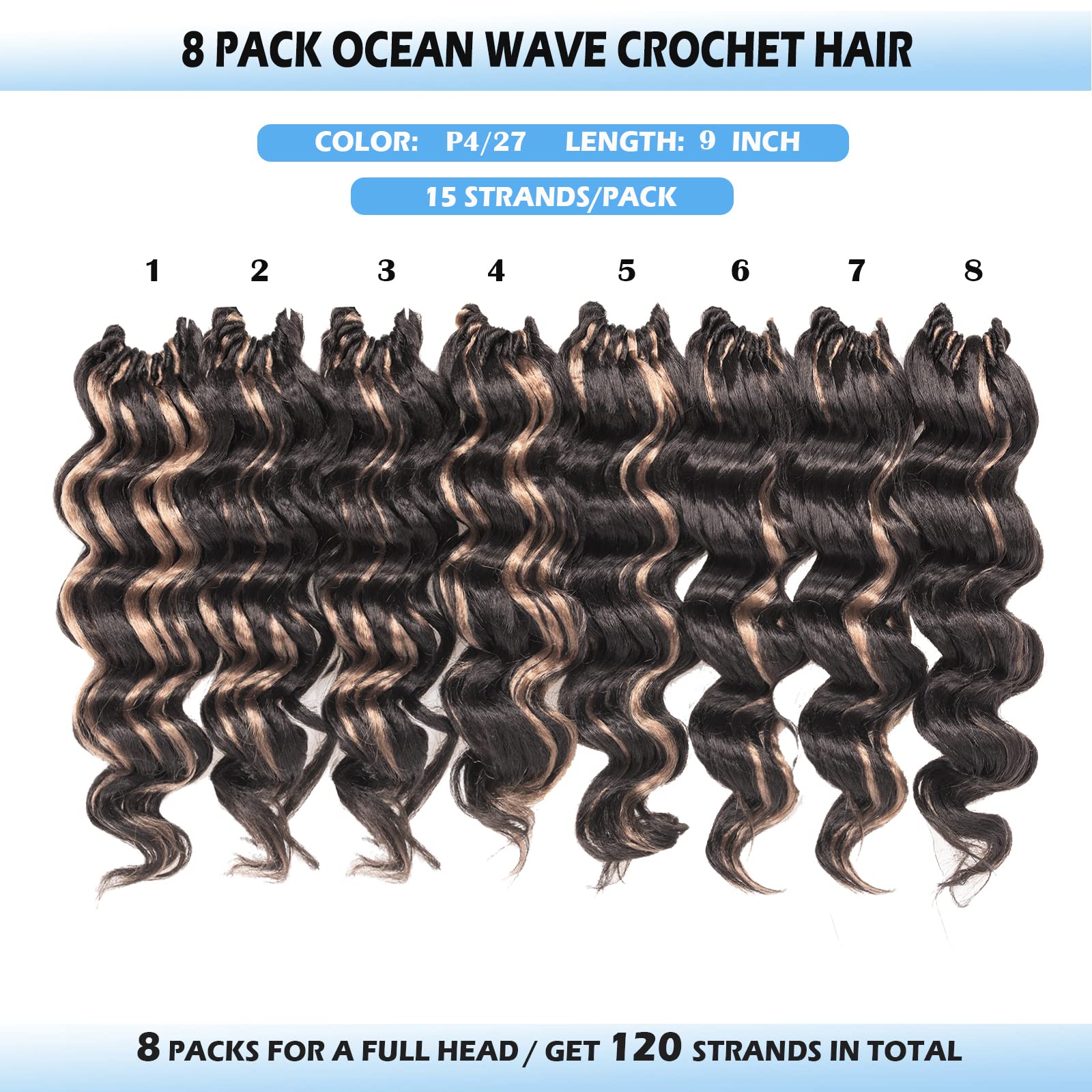 Amazon.com : ToyoTree Ocean Wave Crochet Hair - 9 Inch 8 