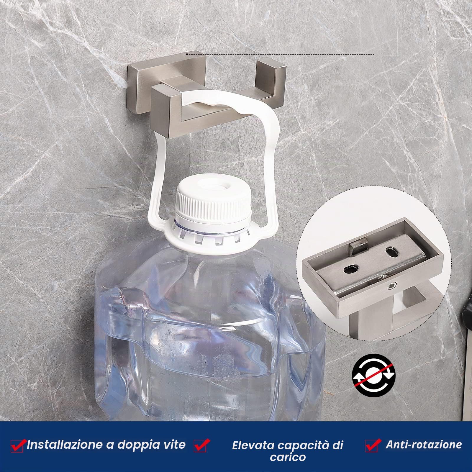 NearMoon Gancio doppio per asciugamani da bagno, in acciaio inox SUS304, quadrato, resistente, antiruggine, doppio gancio appendiabiti per bagno, soggiorno, cucina, montaggio a parete, confezione da 2
