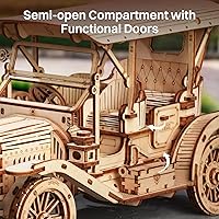 Vista 3 de ROKR Rompecabezas de Madera 3D Kits de Modelos de Coche para Construir para Adultos, Kit de Construcción de Modelos de Coche Vintage a Escala 1:15