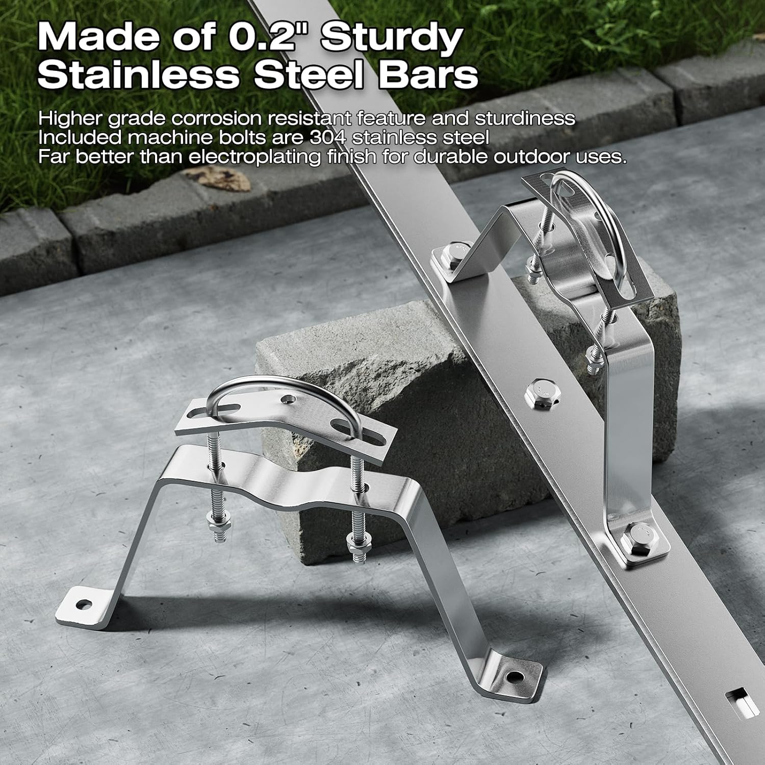 Eave Antenna Mount Bracket Kit 304 Stainless Steel with Adjustable Eave Brace 45"-60" for TV FM CB Antenna Mast Pole Installation,Standoff 4" from Wall