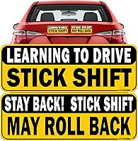 TOTOMO Reflective Stick Shift Learner Magnets - Stay Back May Roll Back & Learning to Drive - Safety Bumper Signs for New Manual Drivers