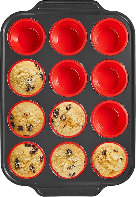 BRONYPRO Silicone Muffin Pans for Baking with Metal Frame, Egg Bite Mold...
