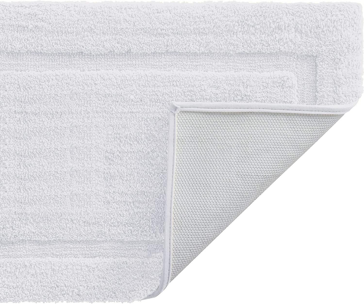 TOMORO Microfiber Non-Slip Bathroom Rug - Extra Absorbent Shaggy Bath Mat, Soft Luxury Hotel Shower Carpet with Non-Skid Backing (17.5 x 27 inch, White)