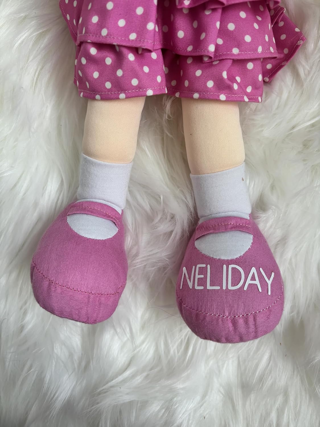Personalized Snuggle Dolls with Your Name - 16" Pink Heart Dress Custom Baby Rag Doll Soft Customized Plush Doll for Girls - Muñecas de Trapo Personalizadas para Niñas