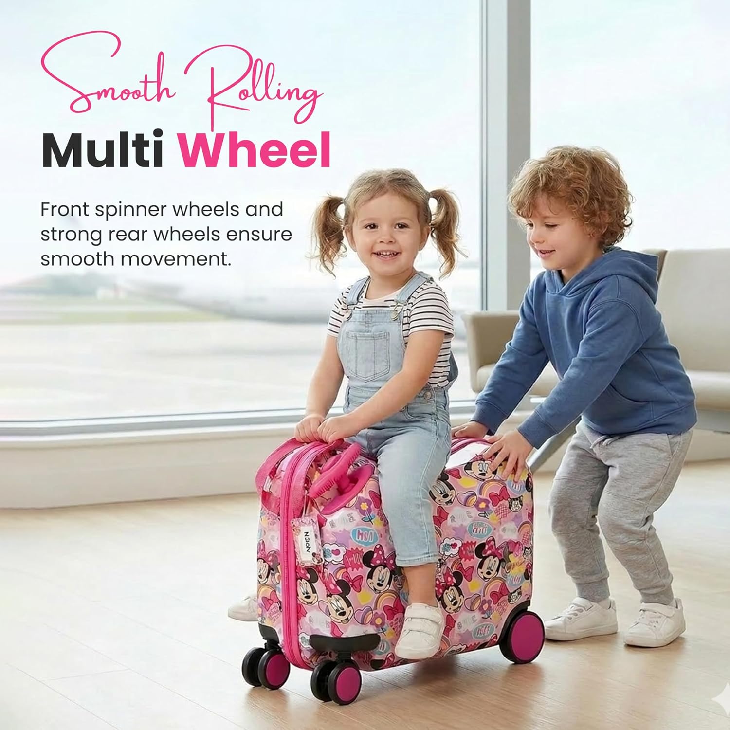 Bioworld Minnie Mouse Ride-On 18" Suitcase For Kids & Toddlers