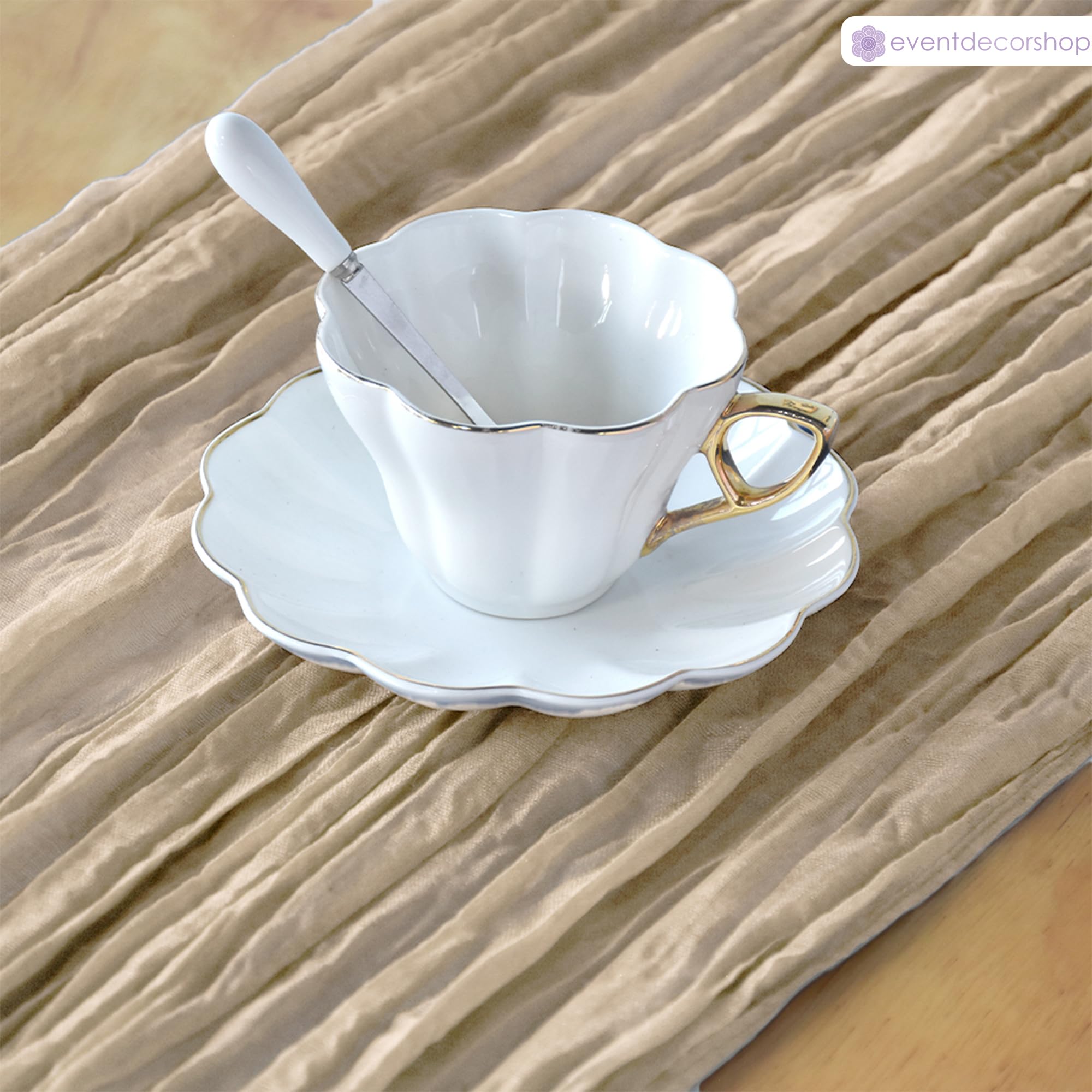 Event Decor Shop Lot de 10 chemins de table en étamine transparente - 90 x 400 cm - Polyester froissé - Pour salle à manger romantique, mariage, banquet, hôtel, restaurant et décoration d'intérieur