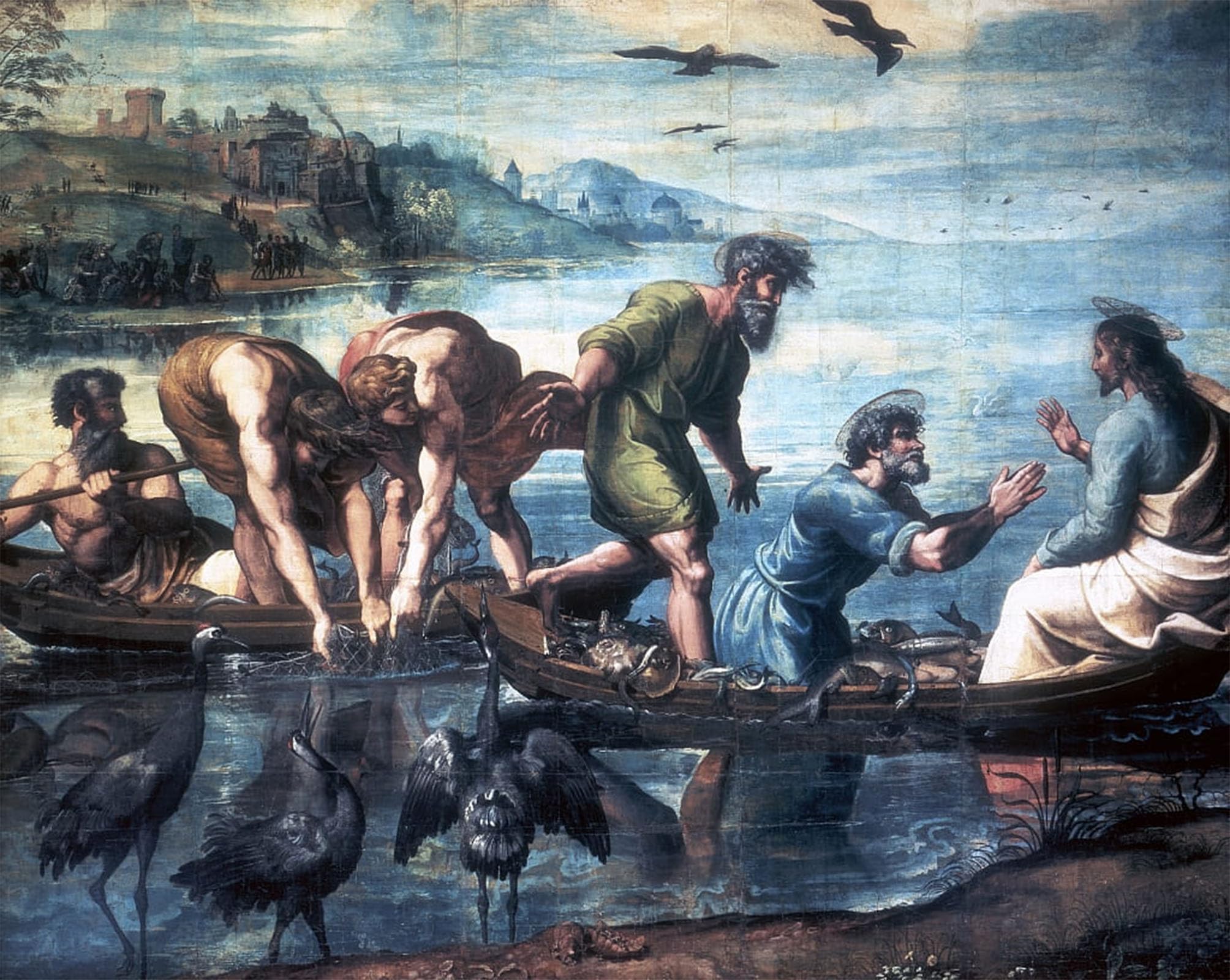 SERENDIPITP Retro Picture Poster Wall Art Pictures Painting the Draught of Fishes by Raphael Wall Art Canvas Print for Wall Decor 60x90cm