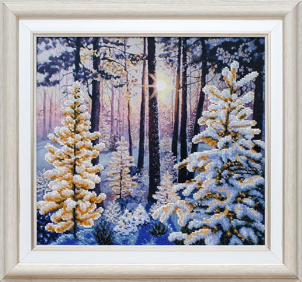 "Winter Dawn"; Bead Embroidery kit; Contemporary Embroidery; 100% Glass Seed Beads Preciosa; Needlepoint; Handcraft; Tapestry kit; Needle Arts; Decor