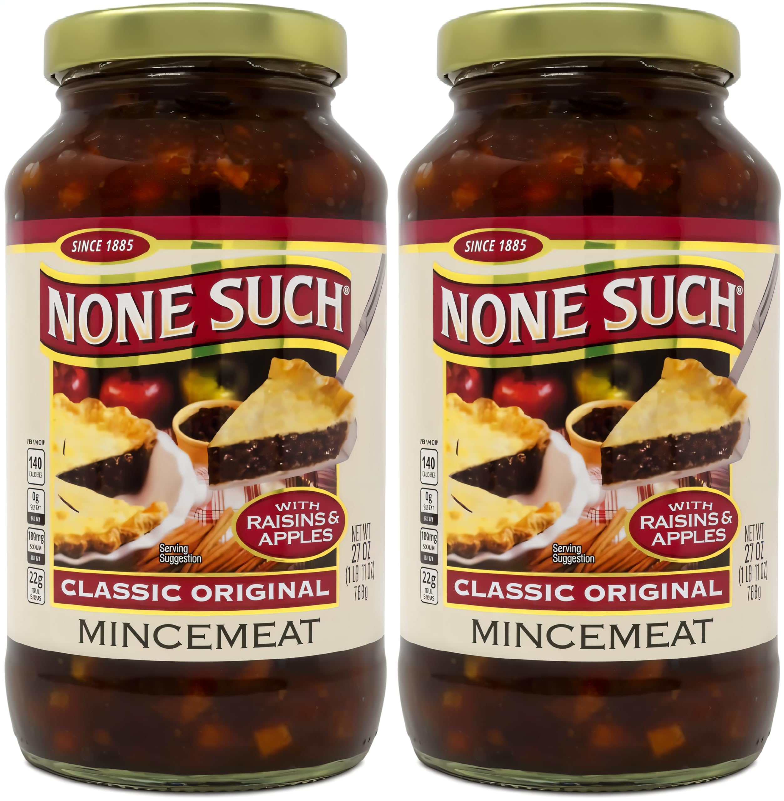 Mincemeat Classic Original, with Apples and Raisins, Gourmet, All Natural, No High Fructose Corn Syrup, 27 Ounce (Pack of 2)