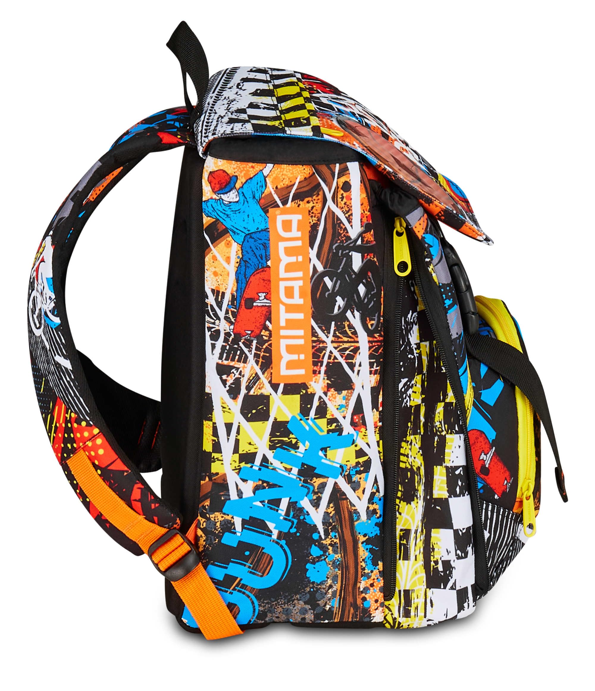 Mitama Zaino Estensibile 4 Zip, DOUBLE BALL, Arancione, Maxi Capienza, Doppio Scomparto, Schienale Preformato, Bambino, Scuola Elementare