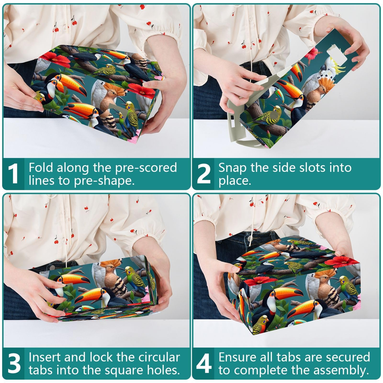 Organizer verticale per file con uccelli tropicali