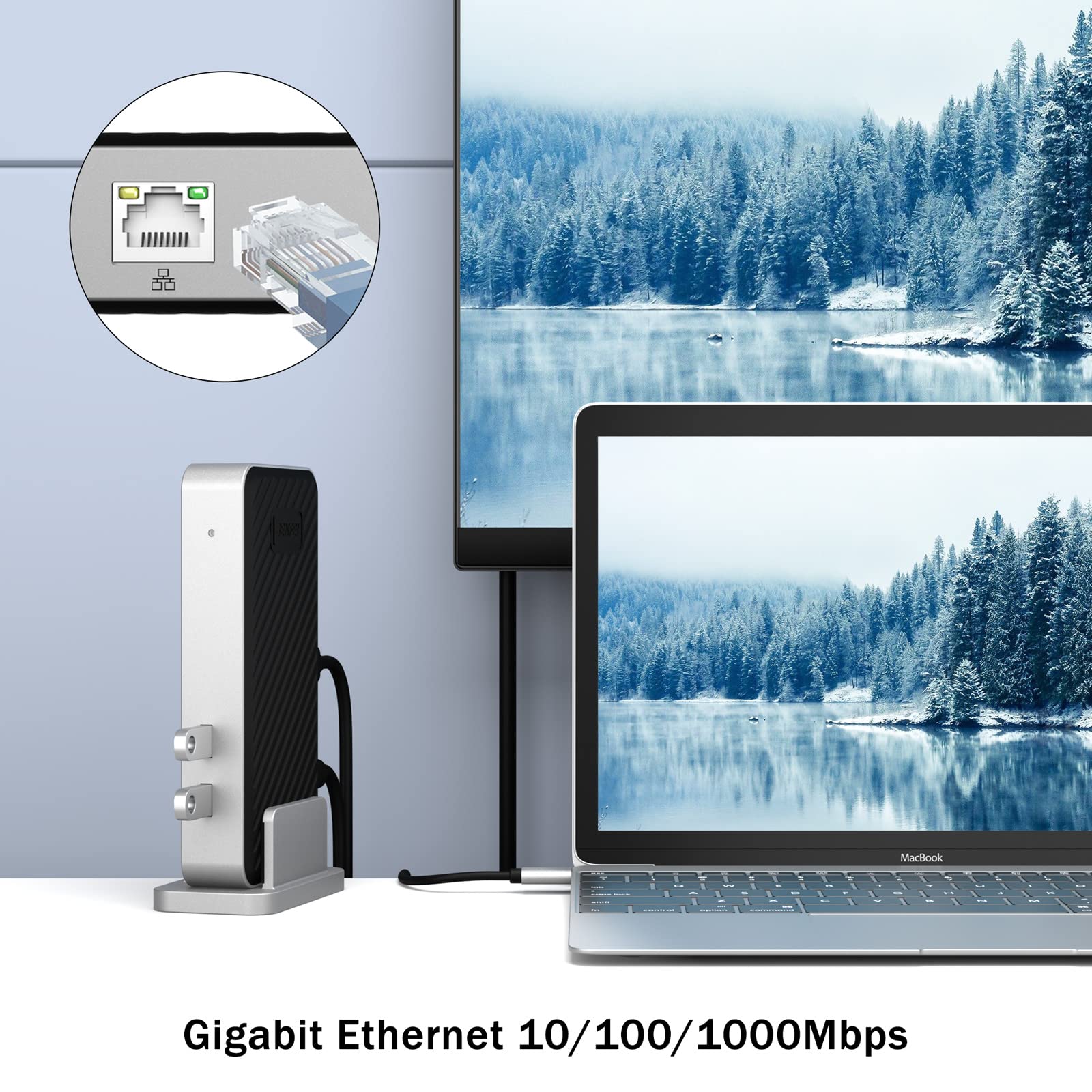 BENFEI USB 3.0 Docking Station universale doppio monitor HDMI VGA compatibile con Mac Windows, ingresso USB 3.0 o USB-C, (doppio display: HDMI e VGA, Gigabit Ethernet e 4 porte USB)