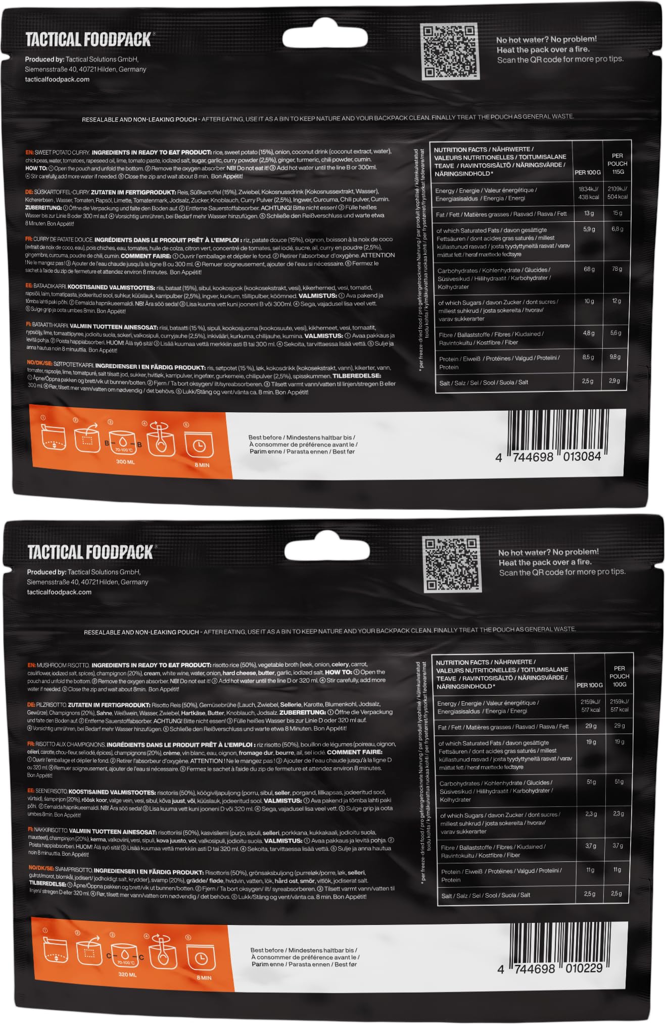 Tactical Fooodpack - Ranger | 6 x gefriergetrocknete Premium Mahlzeiten - Instant Outdoor Nahrung für Camping, Trekking und Büro | Natürliche Zutaten, Lange Haltbarkeit. NEUE REZEPTUR