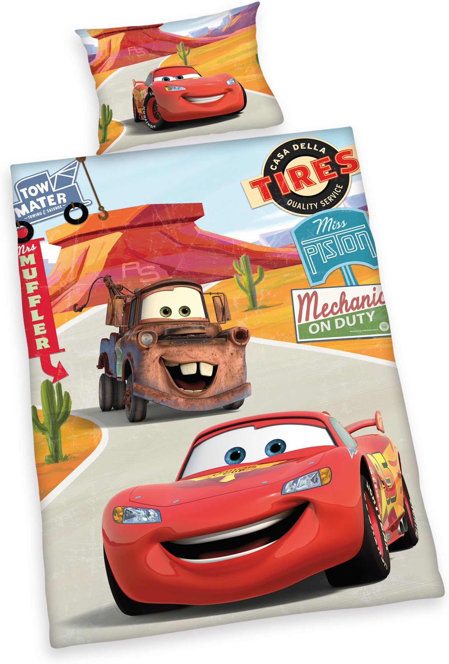 Herding Disney Cars 3 Toddler Bedding Set, Duvet Cover 100 x 135 cm, Pillow Case 40 x 60 cm, Flannel