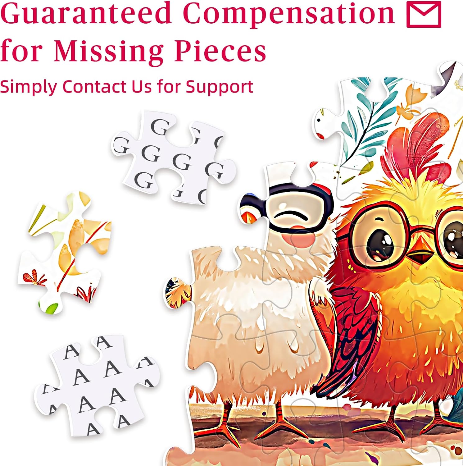 ‌Artipuz 1000 Piece Jigsaw Puzzle for Adults - Colorful Funny Chicken, 27.6" x 19.7" – Stress Relief & Cognitive Challenge, Ideal Mindfulness Gift for Family Game Night, Artistic Wall Decor