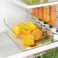 Vista 3 de iDesign - Contenedor de almacenamiento apilable con asas para despensa o refrigerador, transparente, fabricado en EE. UU