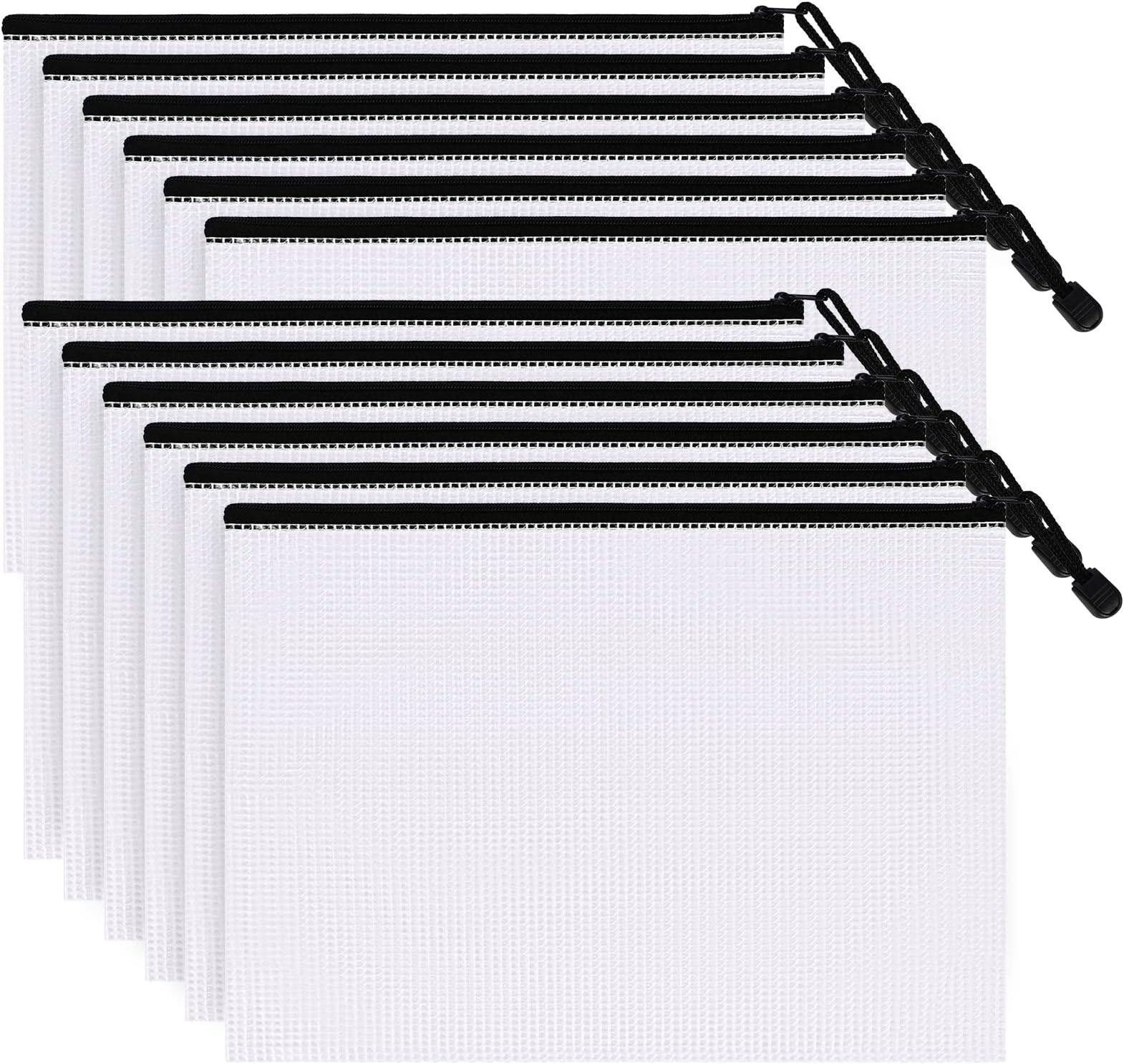 12pcs B4 Zip Wallets, Plastic Mesh Zipper Pouches, Clear Zip Lock Document Folder