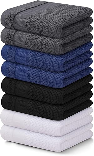 Miniatura 159 de Homaxy Paños de cocina 100% algodón, paquete de 8 – 12 x 12 pulgadas, tejido de gofre, muy suaves y absorbentes, paños de cocina de secado rápido