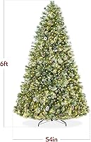 Vista 2 de Best Choice Products Árbol de Navidad artificial de pino escocés preiluminado de 6 pies, decoración festiva artificial predecorada de primera