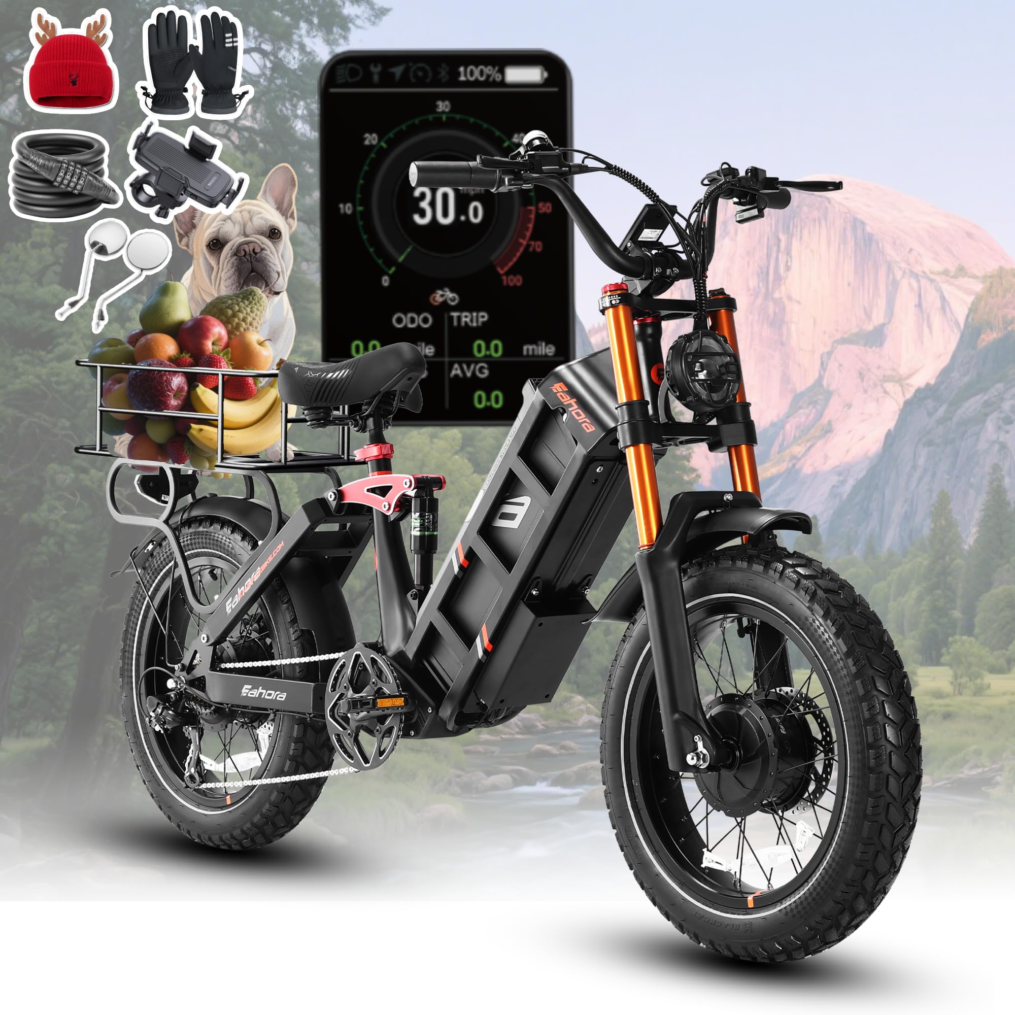 [2026] eAhora Juliet Pro 2 Electric Bike for Adult, 5400W/1200W | Dual Motor | 43Mph/31 Mph | 70Ah/60Ah 200+Miles Long Range | 20 Inch Fat Tire | for