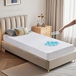 Protecteur de matelas imperméable Twin Size, Matelas Pad équipé d'une poche profonde 8"-18" Profondeur, doux & Matelas respirant Topper Cover pour Dorm, Maison, Hôtel (Gray 2 Boîte)