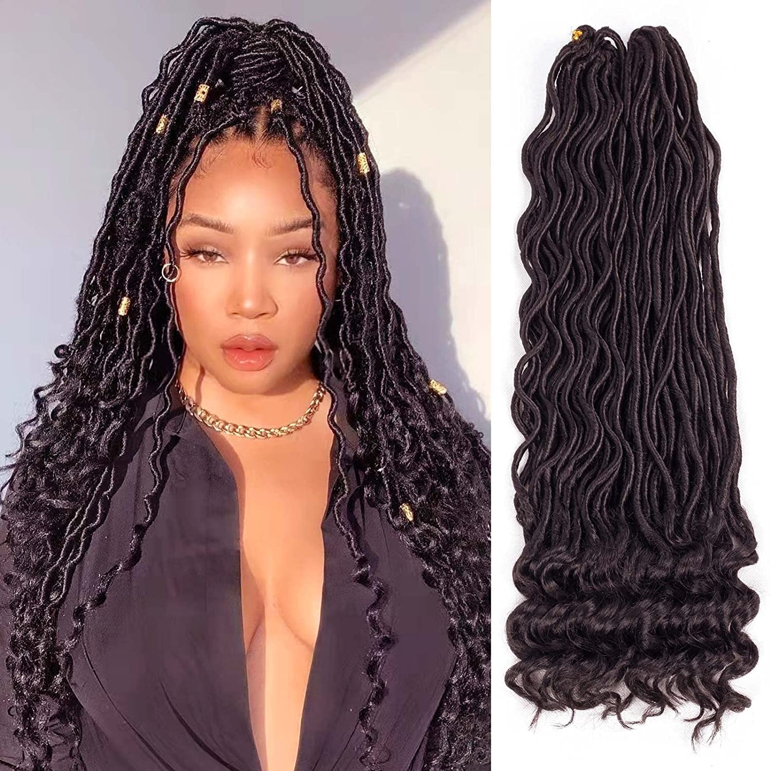 Goddess Locs Crochet Hair 6 Packs 20 Inch Curly Faux | Desertcart GB