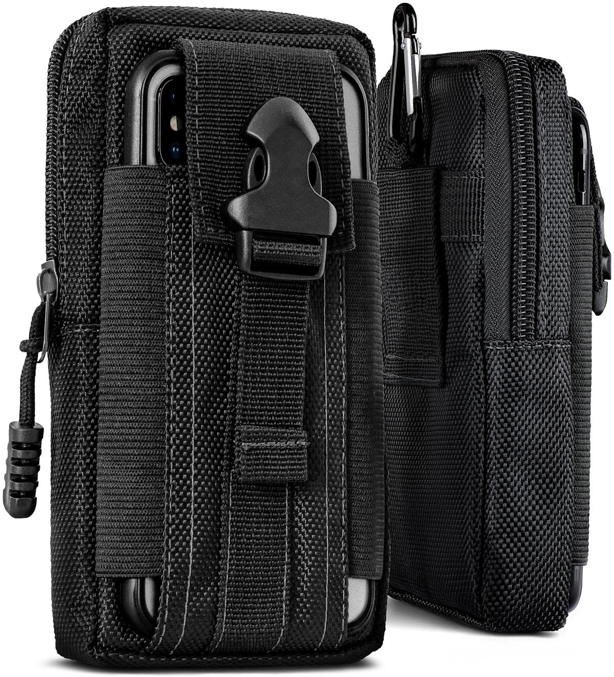 ONEFLOW Étui De Survie Compatible Avec Xiaomi Mi 11 Ultra - Sac Banane En Nylon Avec Mousqueton, Pochette Tactique EDC Avec Support De Ceinture, étui Extérieur - Noir