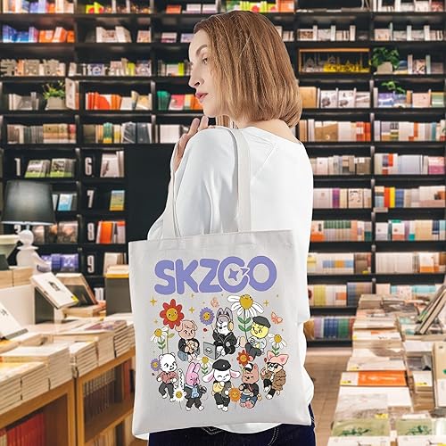 Miniatura 3 de WZMPA K-Pop SKZ Canvas Tote Bag K-Pop Group Fans Gift SKZ Group Shopping Grocery Bag