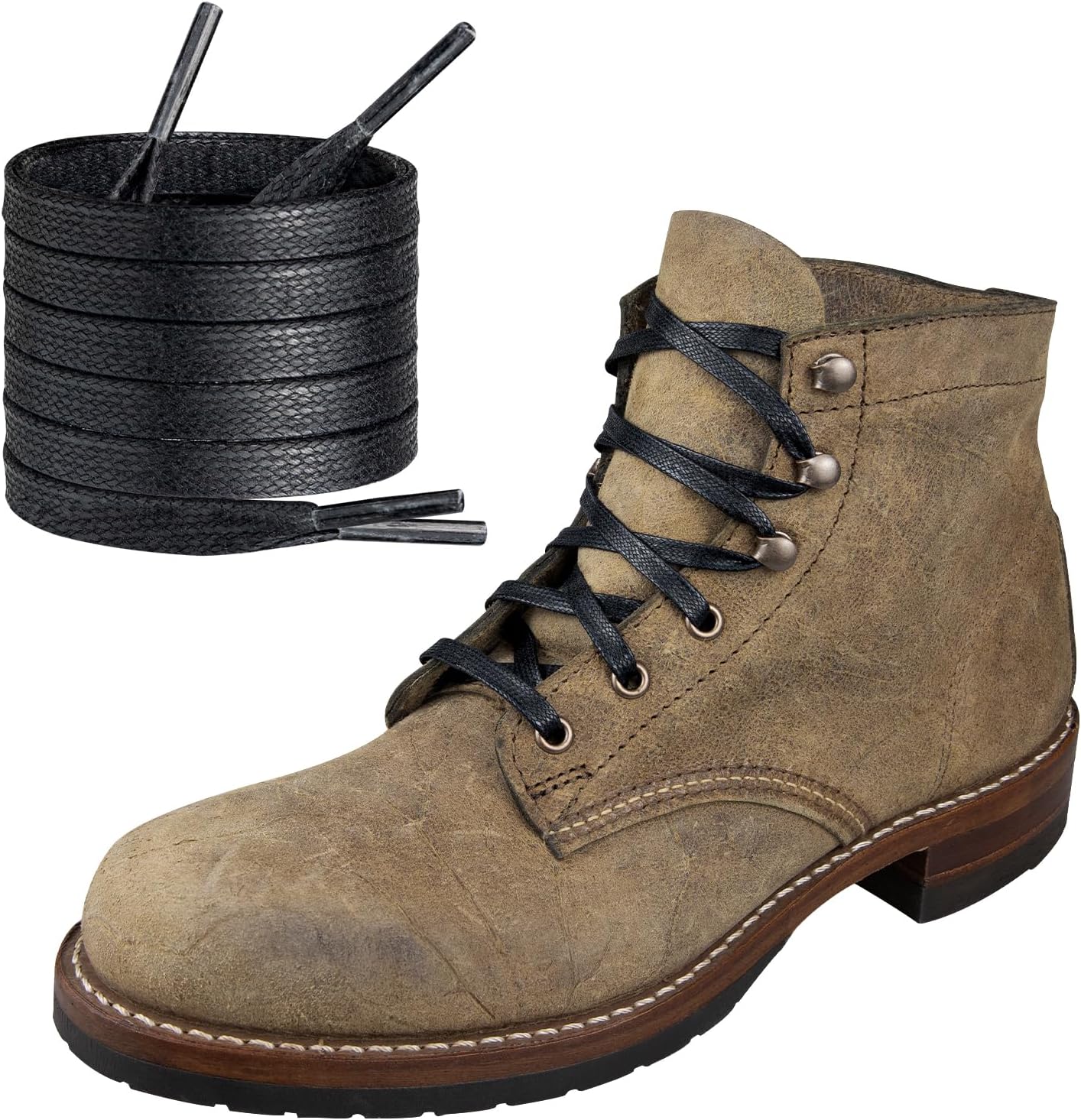 Endoto Waxed Shoe laces for Wolverine 1000 Mile Work Boot Men Women Flat Shoelaces Stings