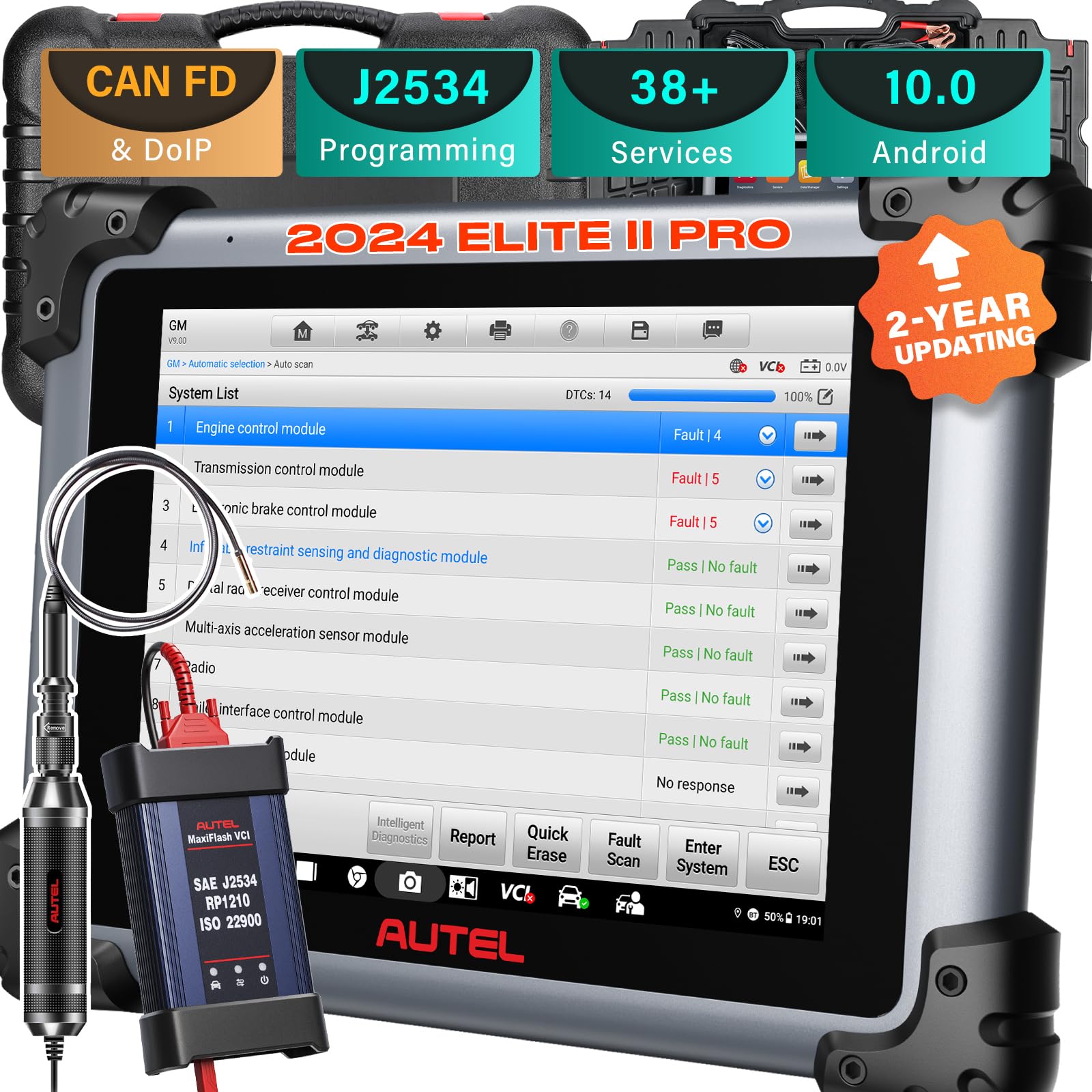 Autel Maxisys Elite II PRO OBD2 Diagnosegerät 2024 Diagnose Scan Tool Upgraded von MK908P/MS908S, J2534 Programmierung & Codierung, 38+ Dienste, All-System-Diagnose, 2 Jahre Update