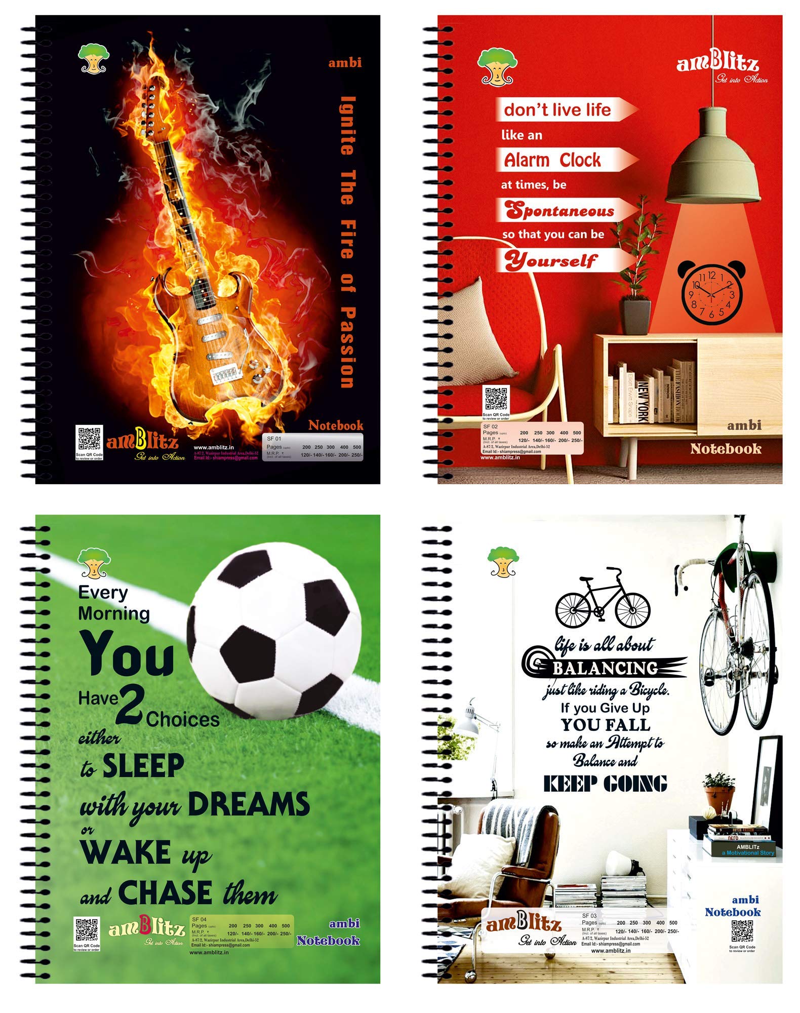 Amblitz Quaderno a spirale a 5 soggetti - a righe - (500 pagine, formato A4 circa)