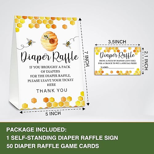 Miniatura 2 de Bee Baby Shower - Cartel de pie con 50 tarjetas, tarjeta temática de mamá a abeja, abejorro abeja, decoración de baby shower, juego de fiesta de