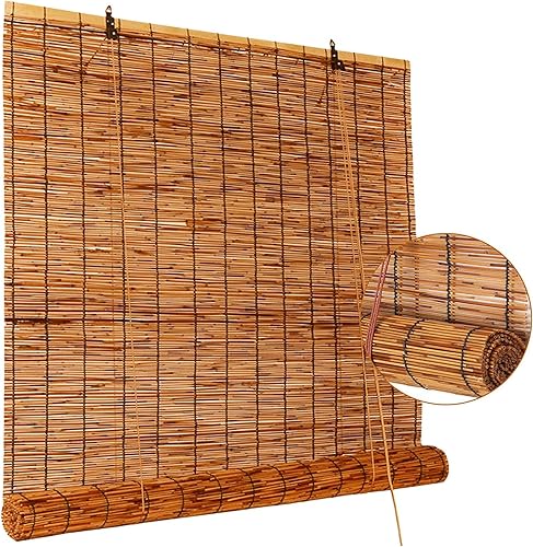 Persianas enrollables para exteriores, cortinas enrollables de bambú, cortinas romanas con elevador, protección solar, cortina enrollable para