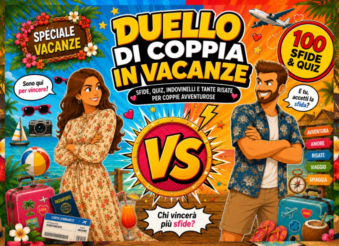 Duello di Coppia in Vacanze: Compiti delle Vacanze per Adulti | Libro delle Sfide di Coppia con Puzzle, Quiz, Passatempo e Giochi per Due