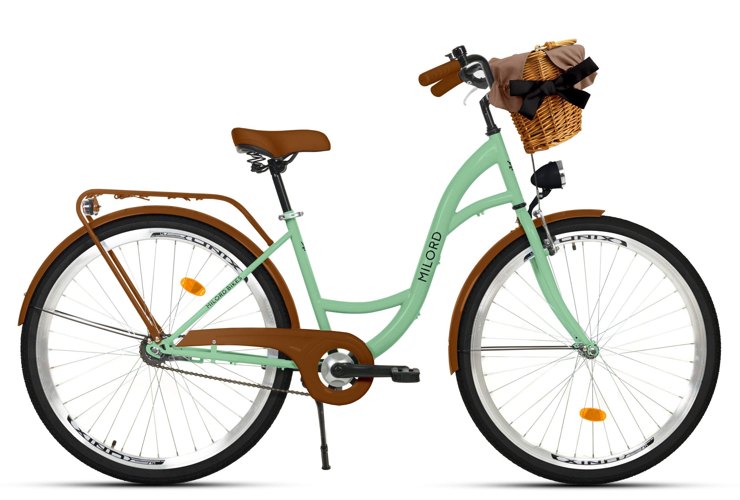 Bicicletta Olandese Vintage 26 Pollici - City Bike Unisex Con Cestino E Portapacchi, Colore Nero