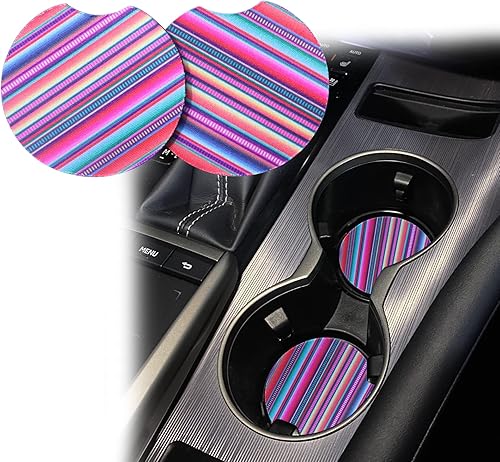 JUSTTOP Portavasos de neopreno para automóvil, 2 unidades, universal, absorción de agua, portavasos de inserción, fácil de quitar, bonitos